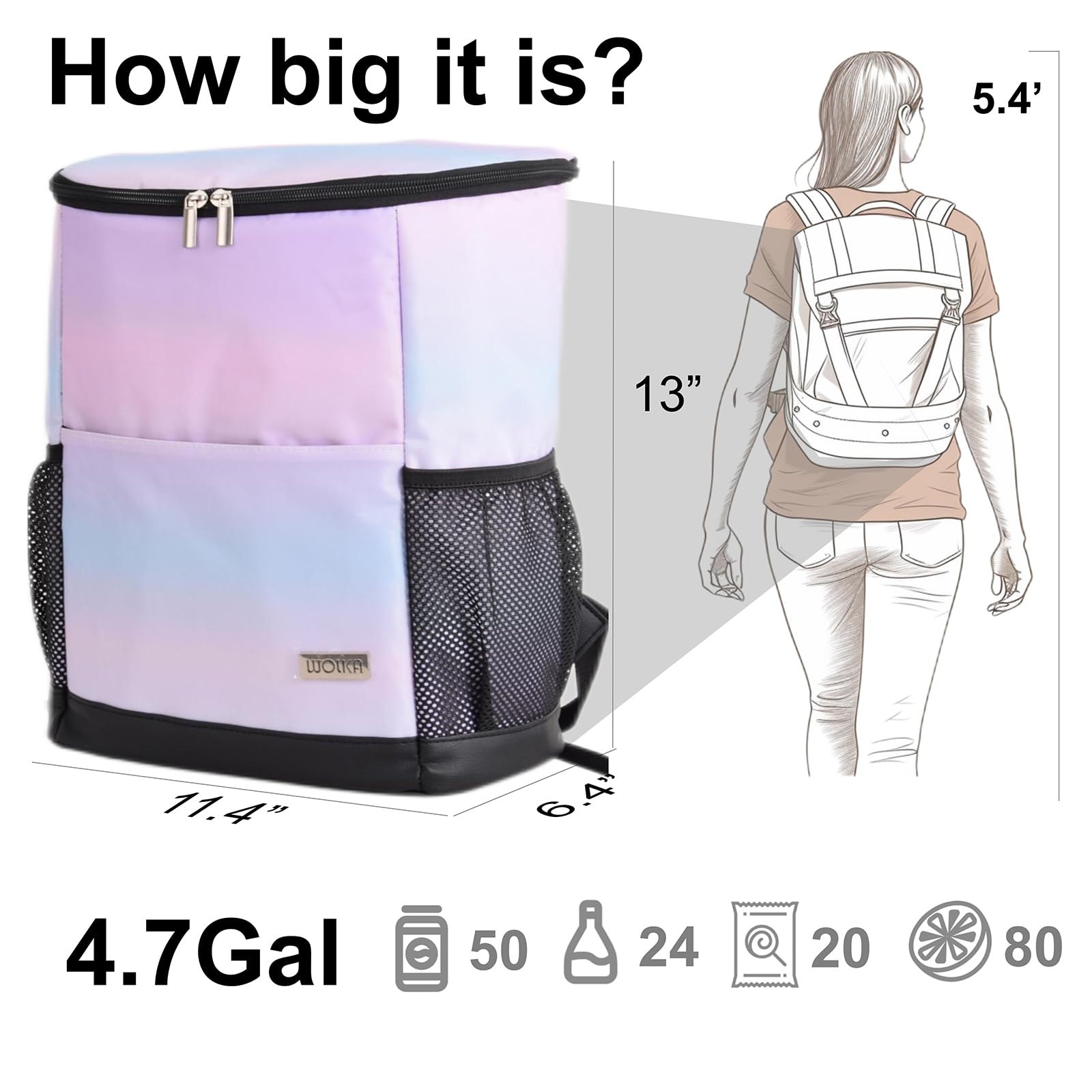 Wolka Cooler Backpack 30 Cans,Portable Backpack Coolers Insulated Leak Proof,waterproof Soft Sided Cooler Bag For Travel,beach,camping,picnic,lunch Backpack For Women (dream Cloud),dreamcloud P 302929671 - View #6