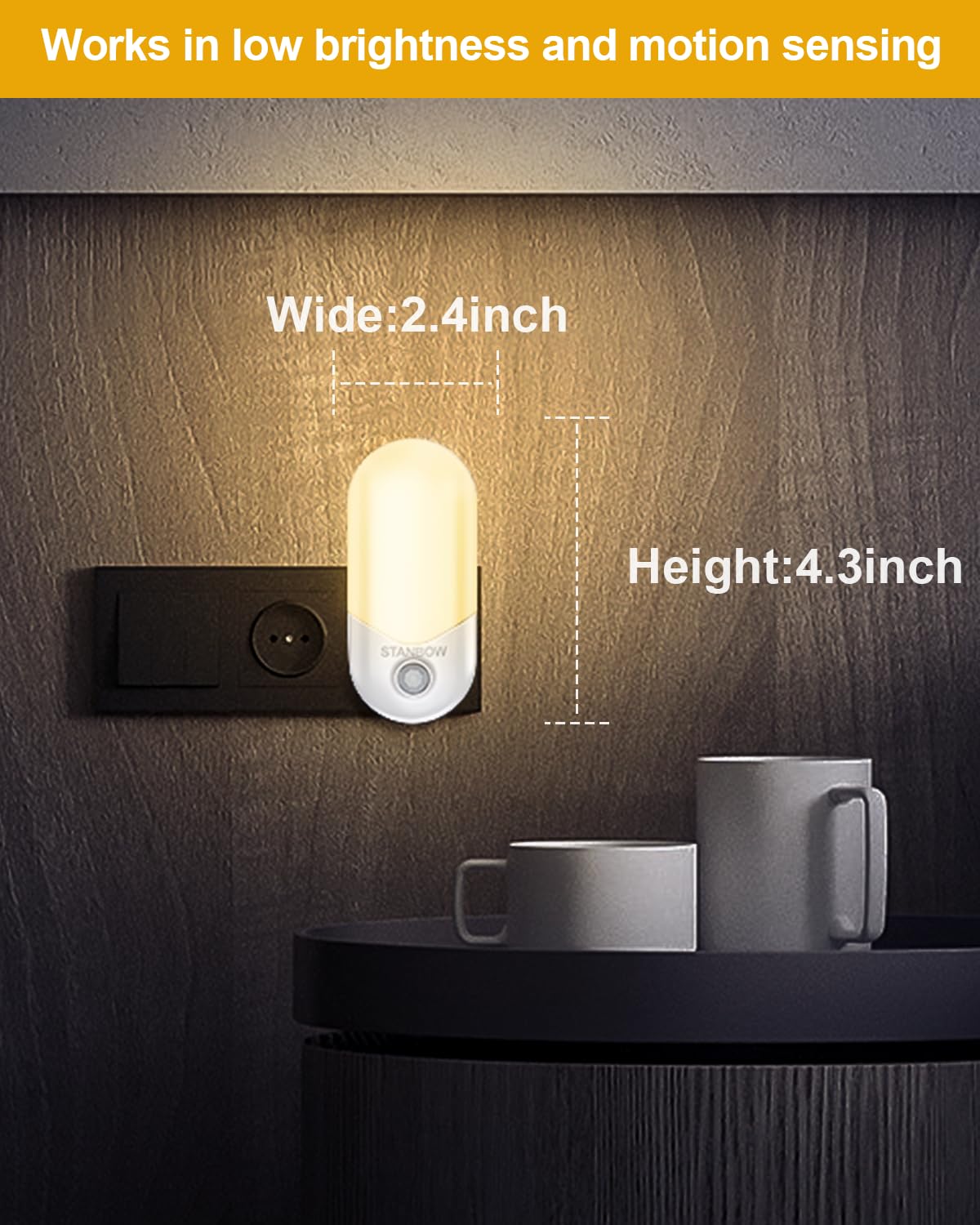 0.7W Mini Veilleuses LED Avec Prise De Capteur De Lumière, Capteur