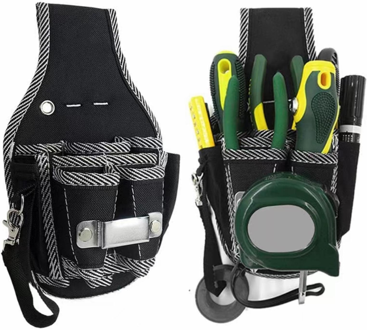 Tool Pouch -Single Side Tool Belt Pouch/Utility Belt Bag/Tool Apron for Carpenter/Gardening/Waist, Durable Canvas Construction.Comfortable, Light Weight (BLACK)