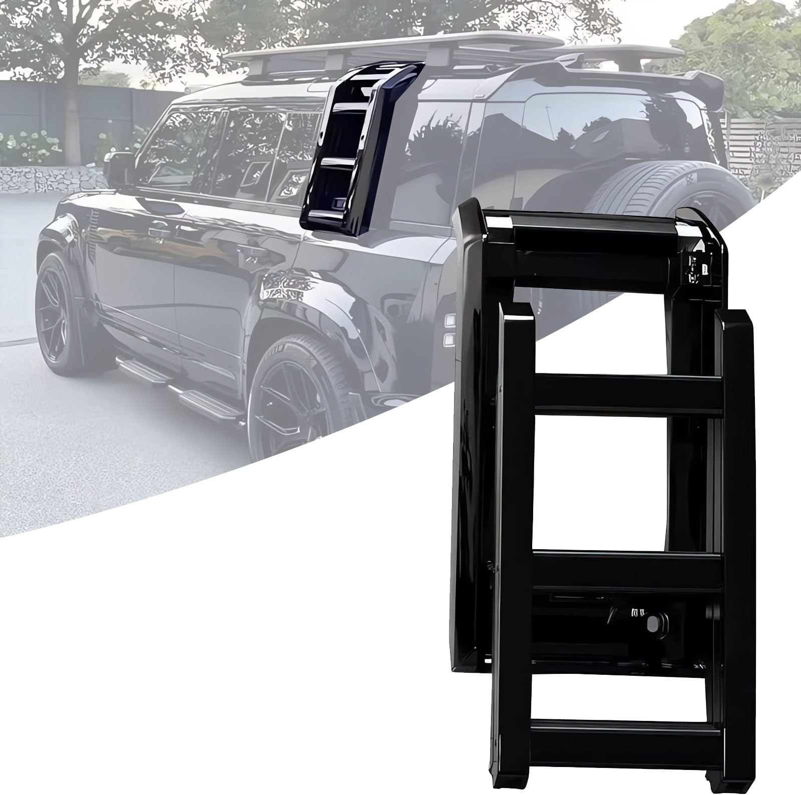 Side Ladder for Defender, Side Access Ladder Roof Rack, Side Window Roof Step Ladder for Land Rover Defender 90 110 130 L663 2020-2023 (Glossy Black)