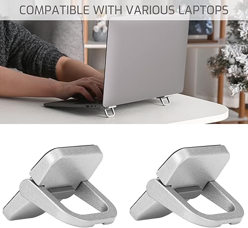 Miniatura 8 de 2 soportes invisibles portátiles para laptop, mini elevador de pies de aluminio para laptop, elevador de pies autoadhesivo plegable para laptop,