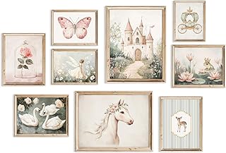 Vintage Fairy Nursery Wall Art Baby Girl Room Canvas Wall Decor Pink Fai...