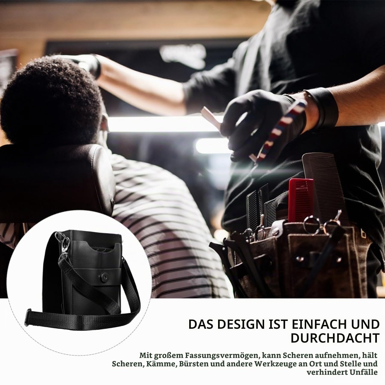 Ipetboom Friseurtasche Mit Verstellbarem Gürtel Große Kapazität Scheren Tasche Für Friseure Salon Werkzeugtasche Aus Rindsleder Für Haarschneidewerkzeuge