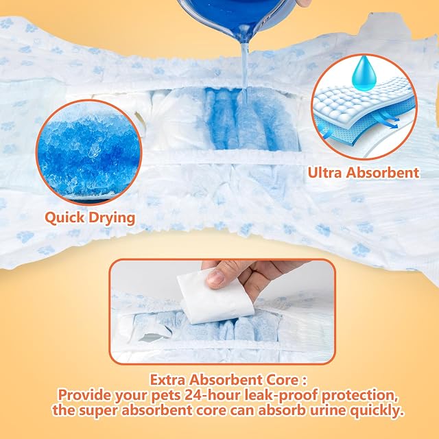 Foto 4 de 7 de Pet Soft Pañales para Perros Hembra, Pañales Desechables para Perros y Cachorros y Gatos (L, 36)