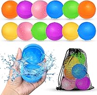 12 Pack Reusable Self-Sealing Water Balloons - Magnetic Quick-Fill Silicone Toys for Kids Pool Beach Summer Fun Ages 3-12