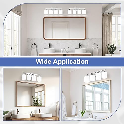 Miniatura 6 de Luminaria de baño sobre espejo, lámpara de tocador antioxidante para baño, moderna lámpara de pared de 4 luces para sala de estar, base E26,