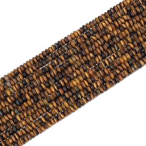 Miniatura 7 de Cuentas de piedra de disco de ojo de tigre amarillo natural de 0.156 x 0.079 pulgadas, 160 cuentas de piedras semipreciosas sueltas para diseño de