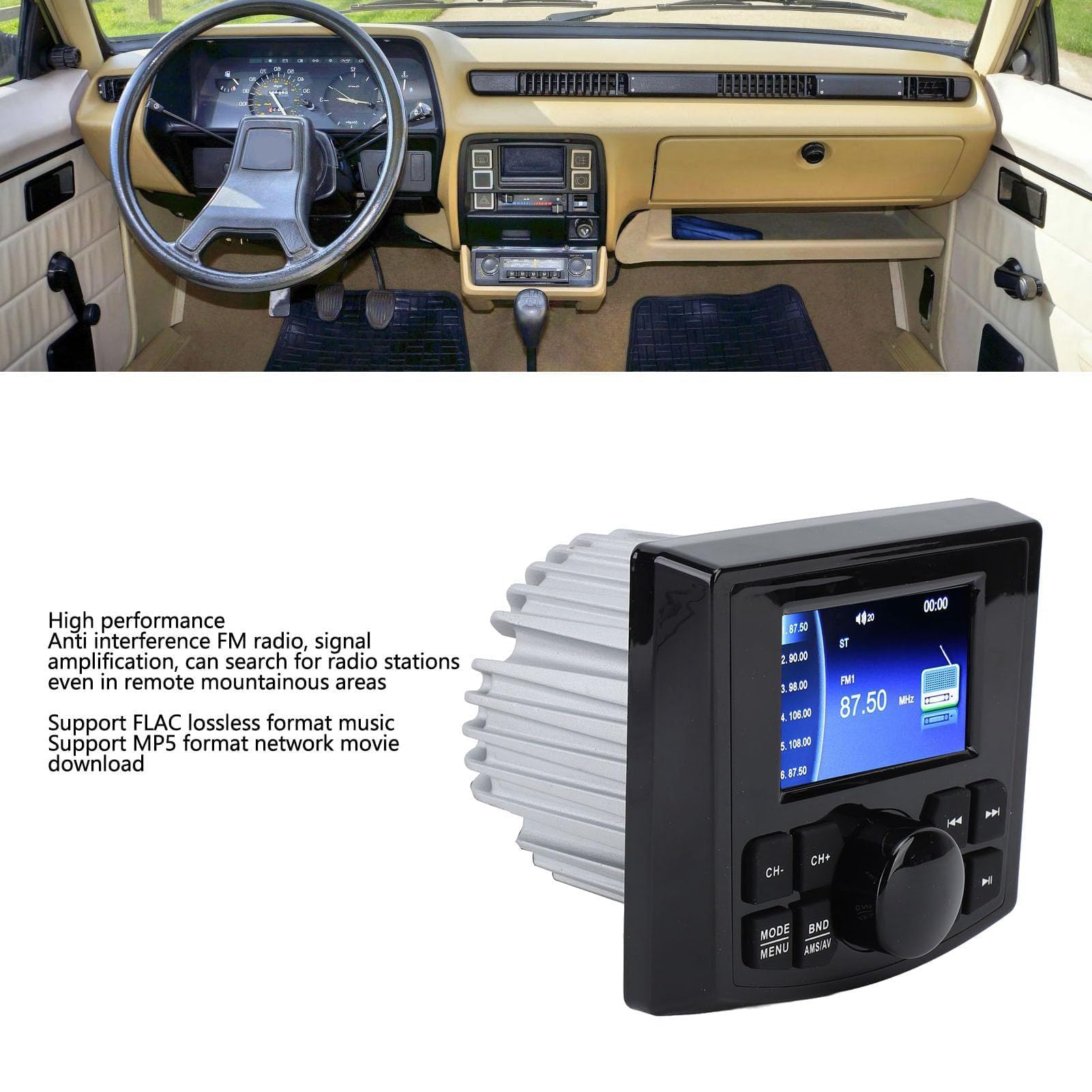 Bluetooth Marine Radio MP5 Player Wasserdichter Multifunktionaler Marine Audio Player mit Touchscreen DC12V Bluetooth Marine Radio für Boote Yachten Wohnmobile LKWs