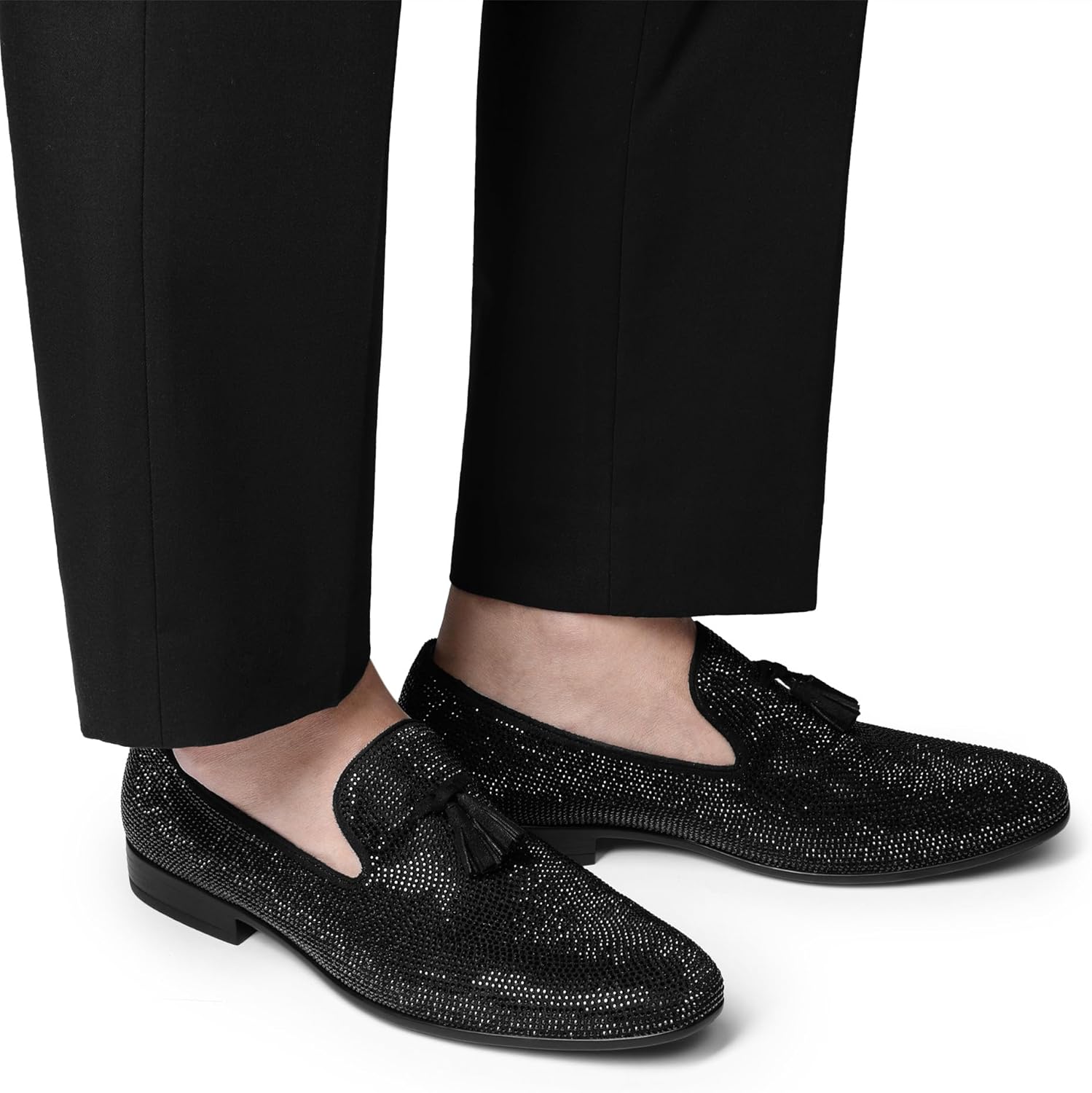 Bruno Marc Men's Tassel Dress Loafers Slip on Comfortable Rhinestone Tuxedo Shoes for Wedding Party Graduation - Image 6