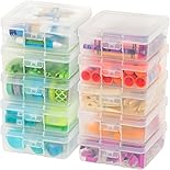 IRIS USA 10Pack Small Plastic Hobby Art Craft Supply Organizer Storage Containers with Latching Lid