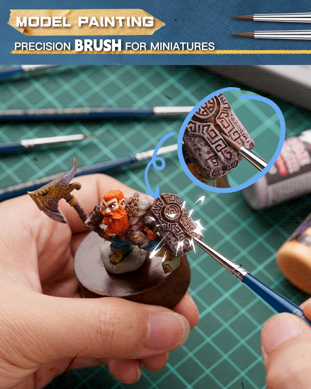 Kolinsky Sable Brushes, Golden Maple Miniature Paint Brushes Natural Hair Professional Pointed Round Brush for Model Painting, Watercolor Details, Acrylic Gouache Inks Painting, Size 2 1 0 00 5/0