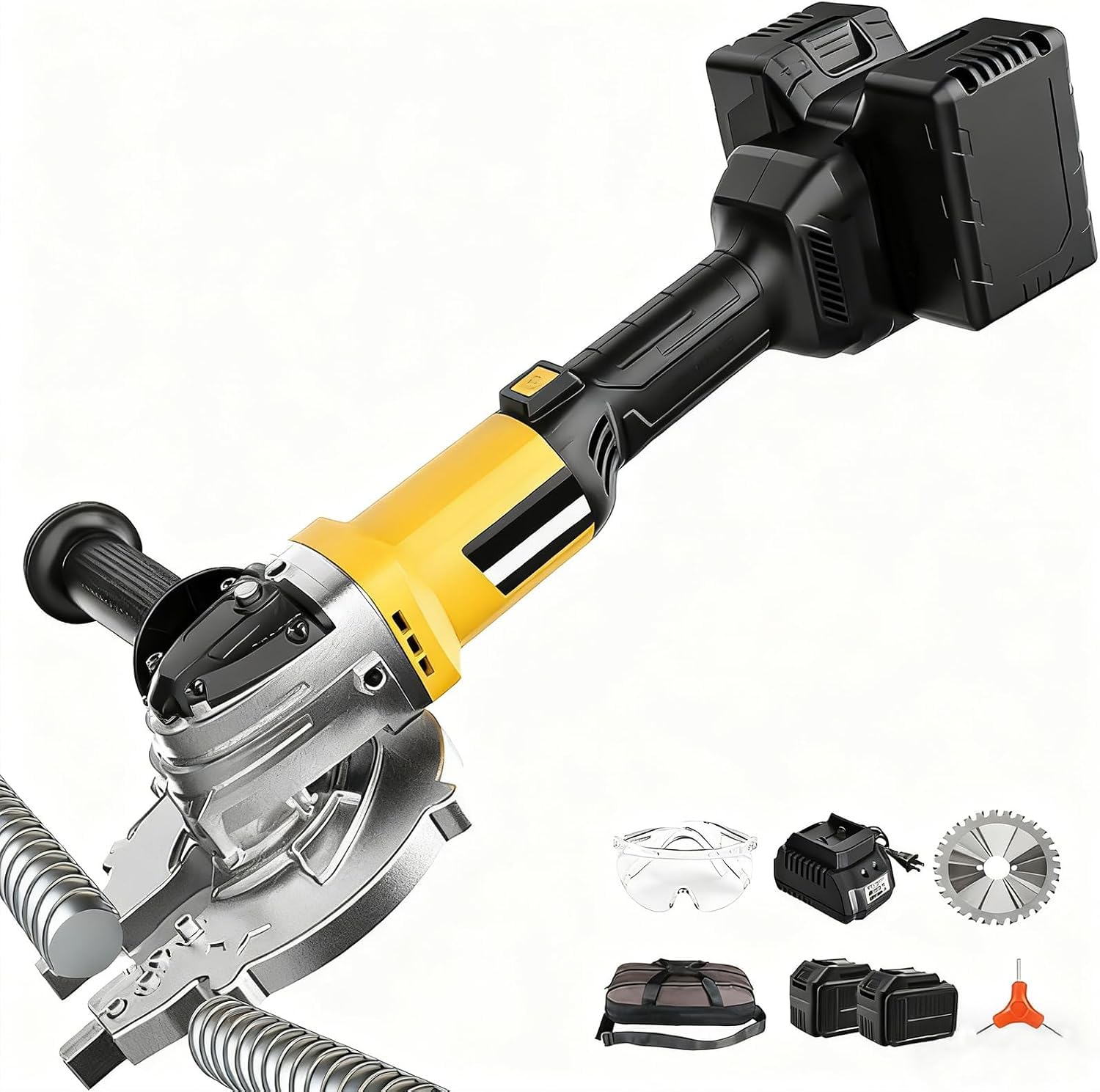 Cortadora de varillas de refuerzo inalámbrica con motor sin escobillas para barras y tuberías de acero, corte en frío, herramientas de construcción, gestión del calor. (3cm/1.2in)