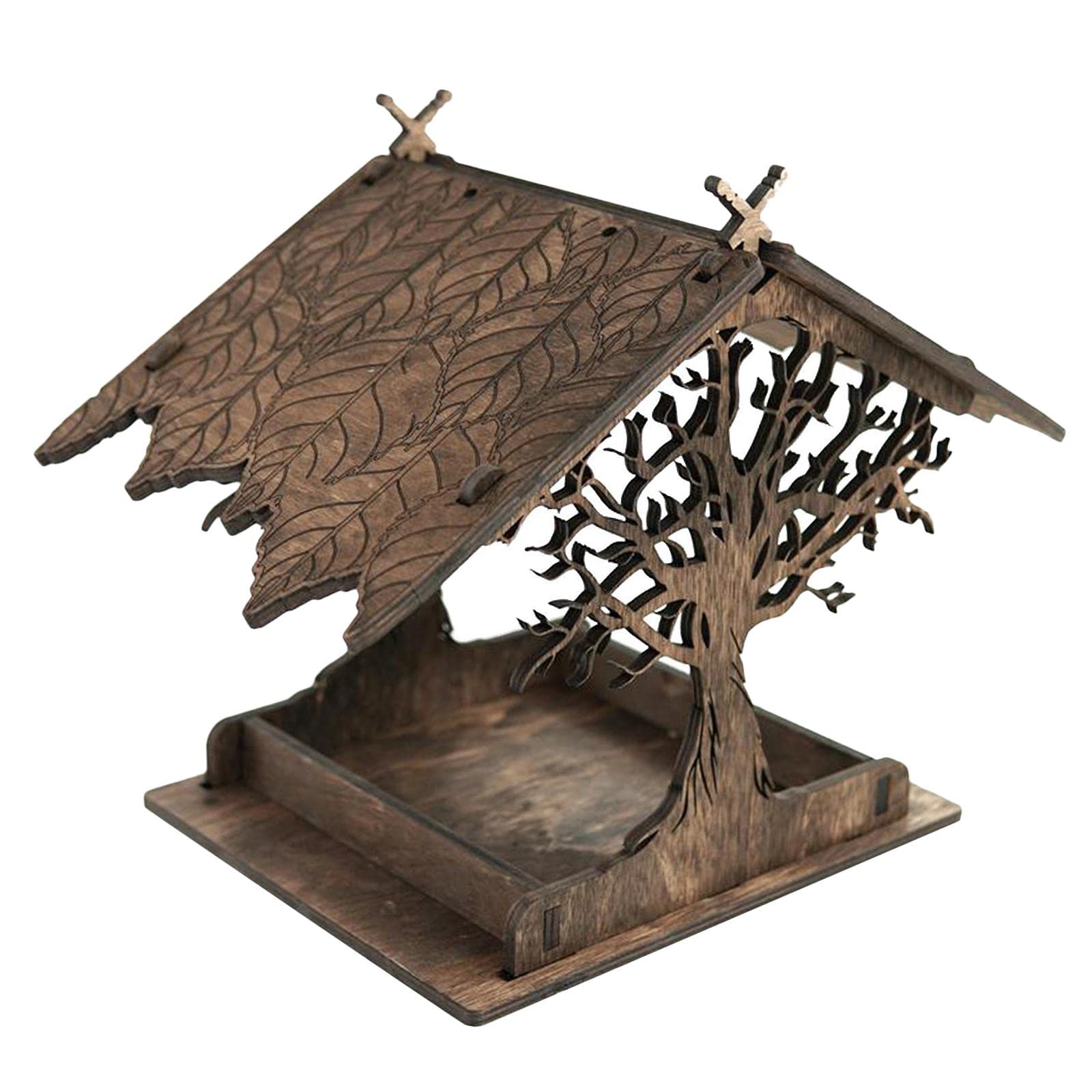 Nido for Uccelli ， Casetta for Uccelli Habitat appollaiato Tasca, Mangiatoia for Uccelli in Legno Massiccio, Giardino Decorativo Appeso con Tetto, Uccelli Resistente alle Intemperie Altalena Giocattol