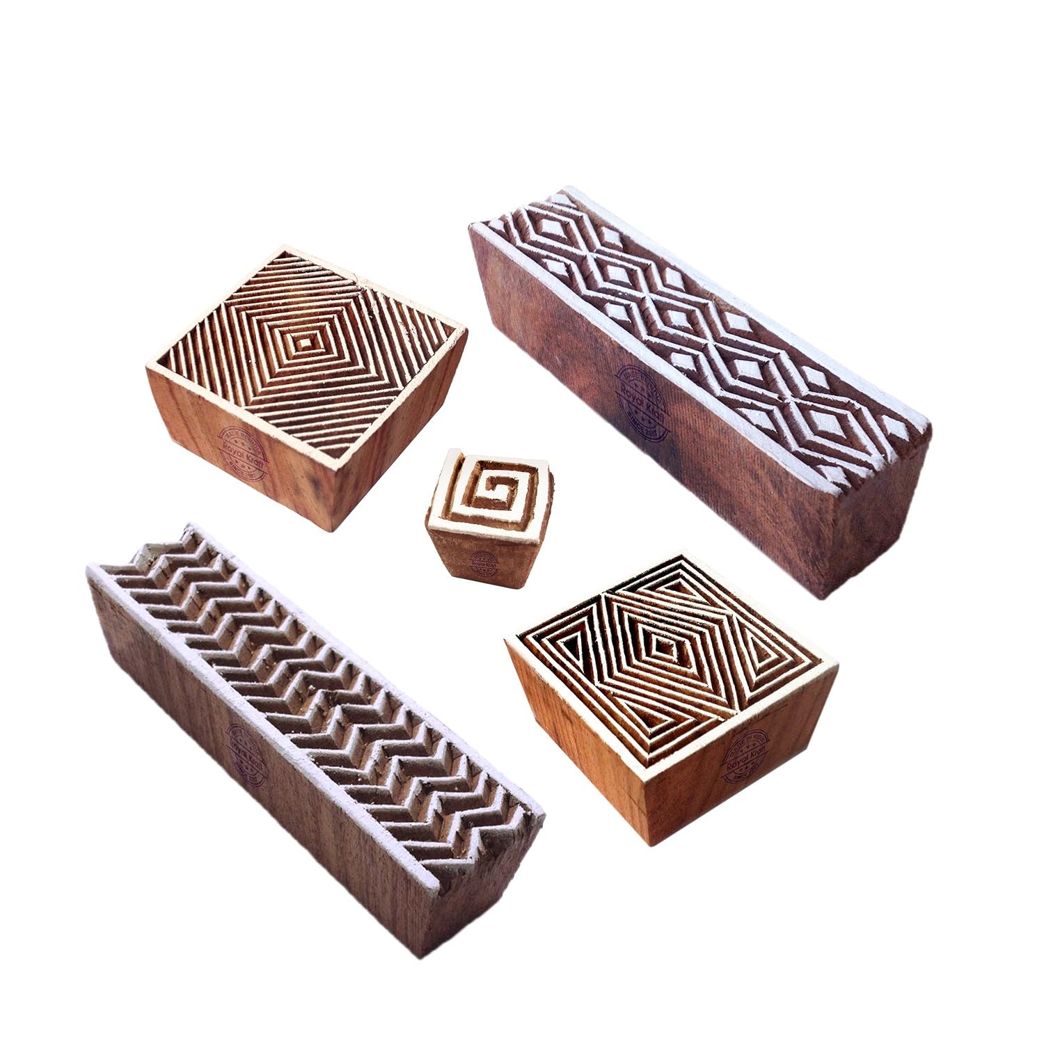 Pattern Chevron and Geometric Wood Block Stamps (Set of 5) : Amazon.in:  Home & Kitchen
