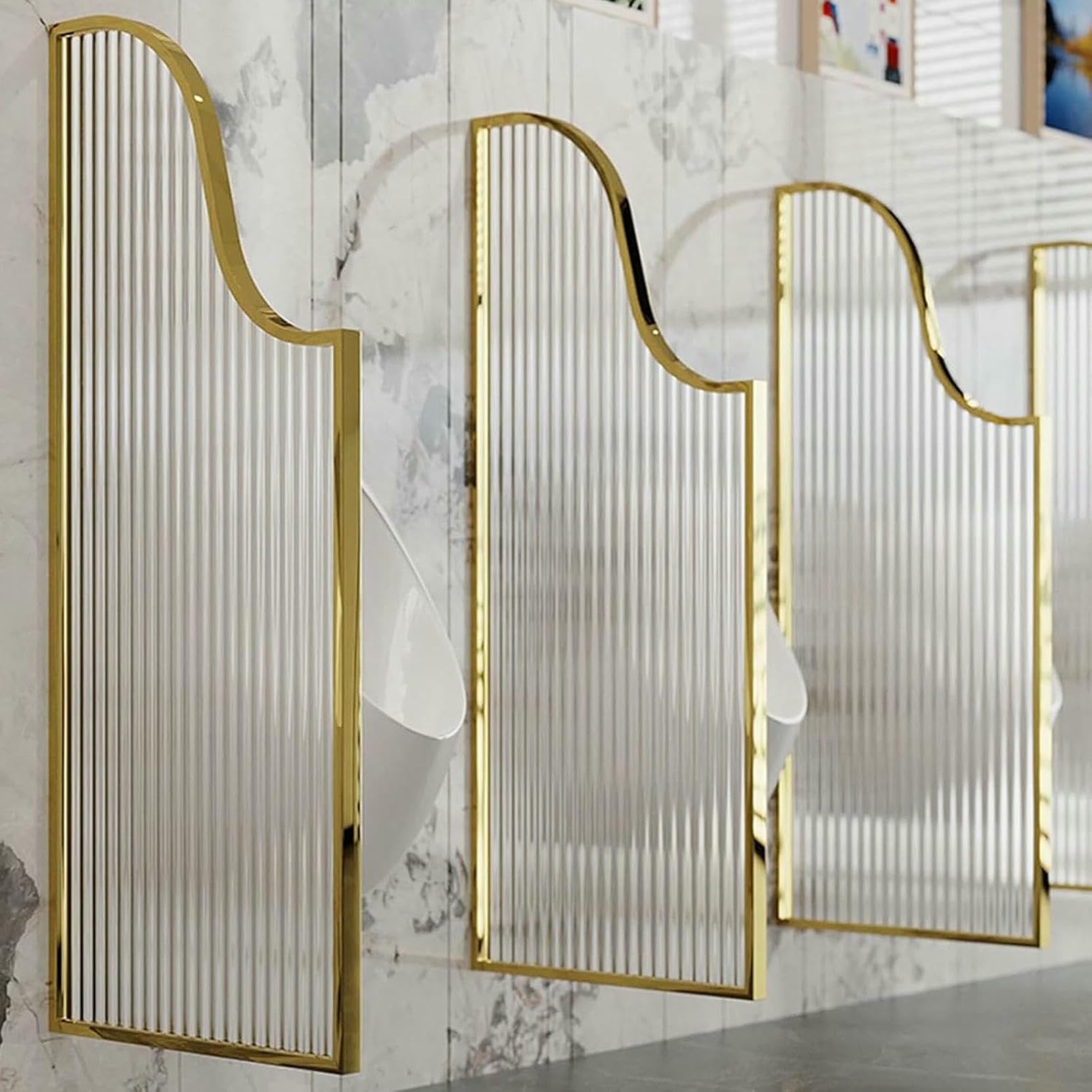 GTHTUHFD Urinal Privacy Screen Partition, Public Health Divider For Schools And Public Restrooms, Men‘S Urinal Partition For Enhanced Privacy And Hygiene,Gold-1pcs