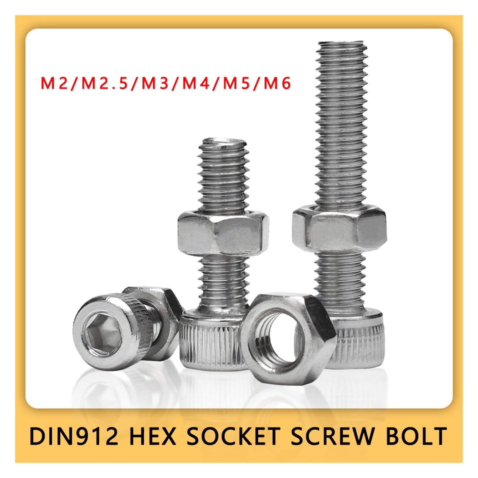 Tornillos Hexagonales Huecos 304 Acero Inox Fijación Métrica