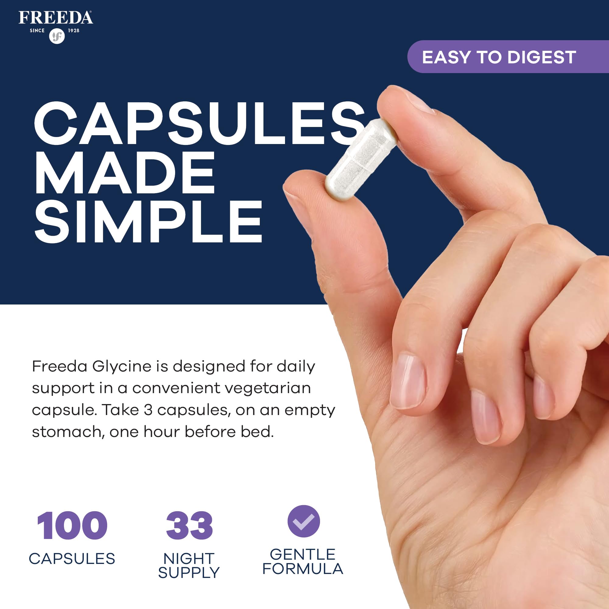 FREEDA Pure Glycine 1800mg Amino Acid Supplement – 100 Capsules — Amazon image 3