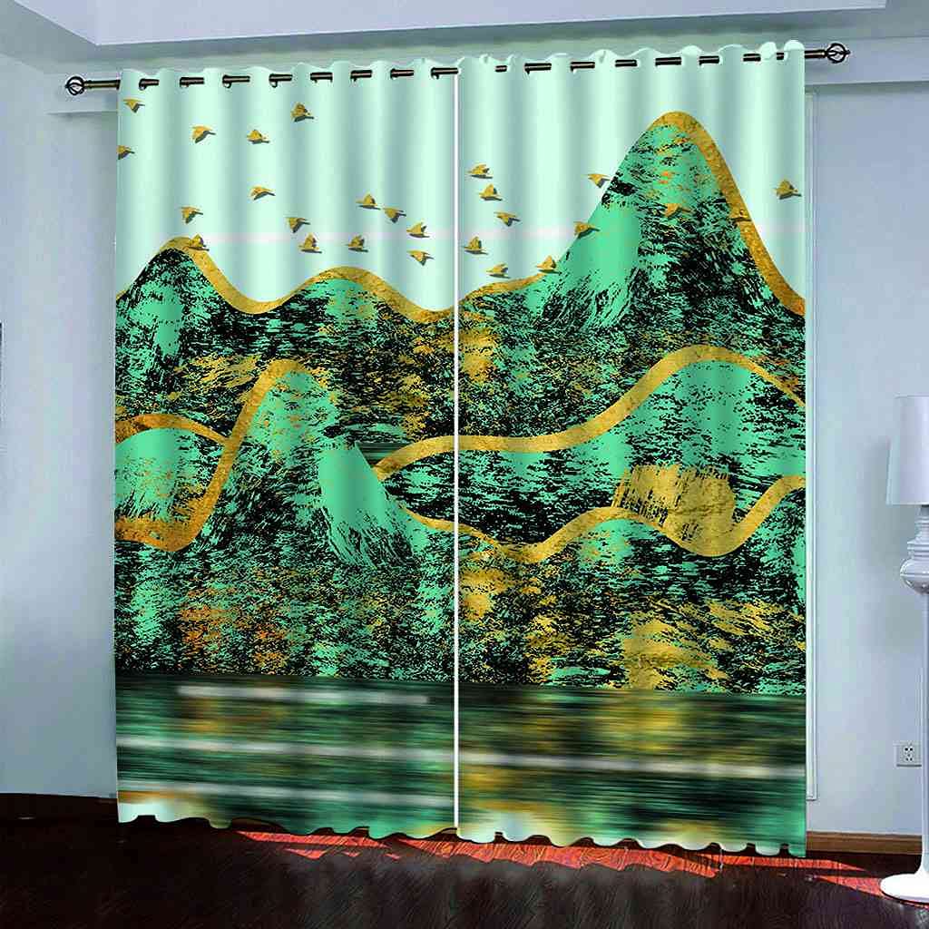 Rideaux occultants 3D paysage de montagne rideau à oeillets