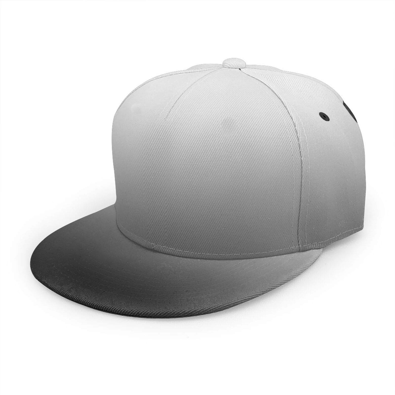 Iubbki Unisex Black Gray White Ombre Gradient Baseball Cap Women Men Adjustable Hip Hop Hat Fashion Flat Bill Brim Baseball Cap