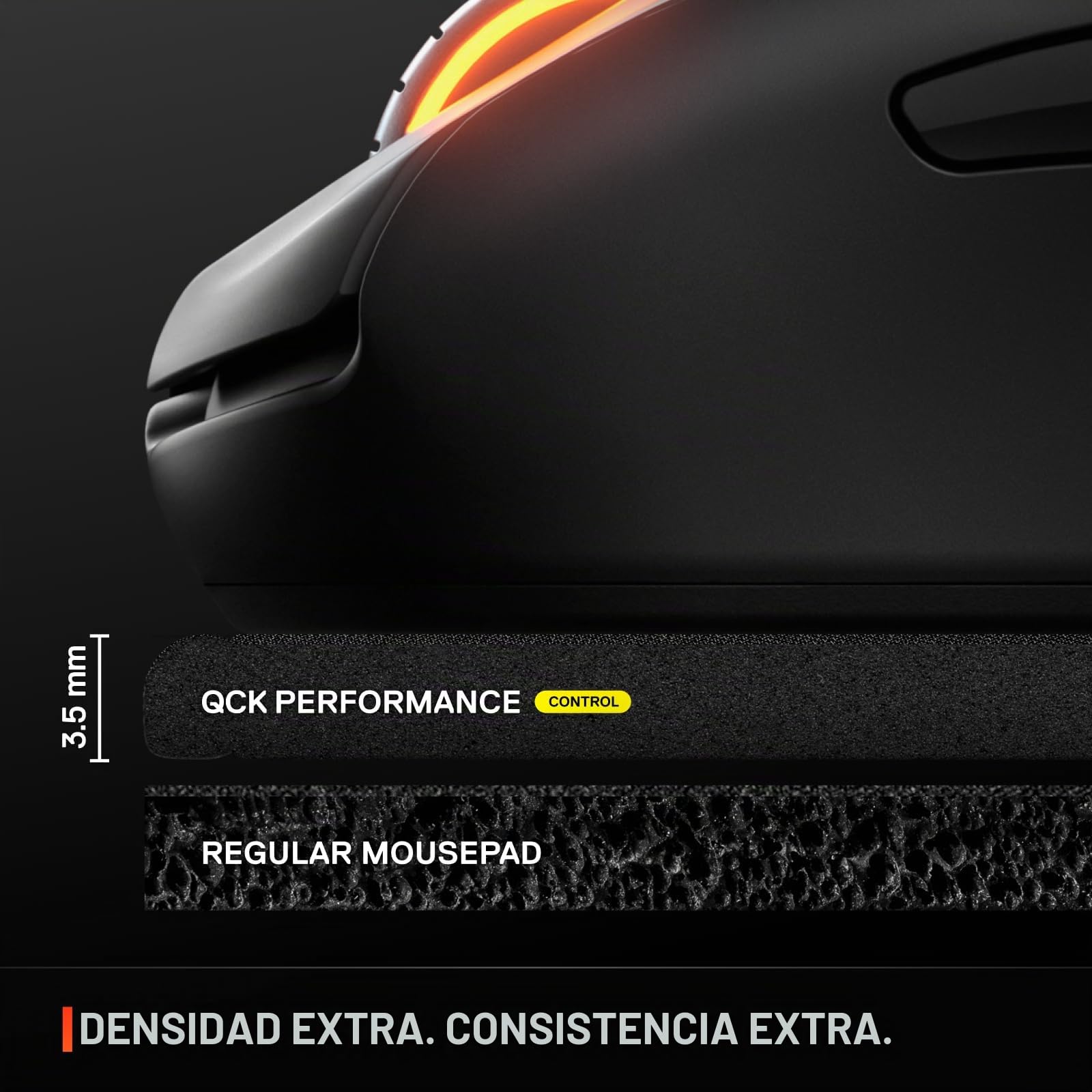 SteelSeries QcK L - Alfombrilla de Mouse para Juegos con Control de Rendimiento, Densidad Extra para un Deslizamiento Suave, Costuras de Borde de Perfil bajo, Base de Goma de Neopreno Antideslizante,