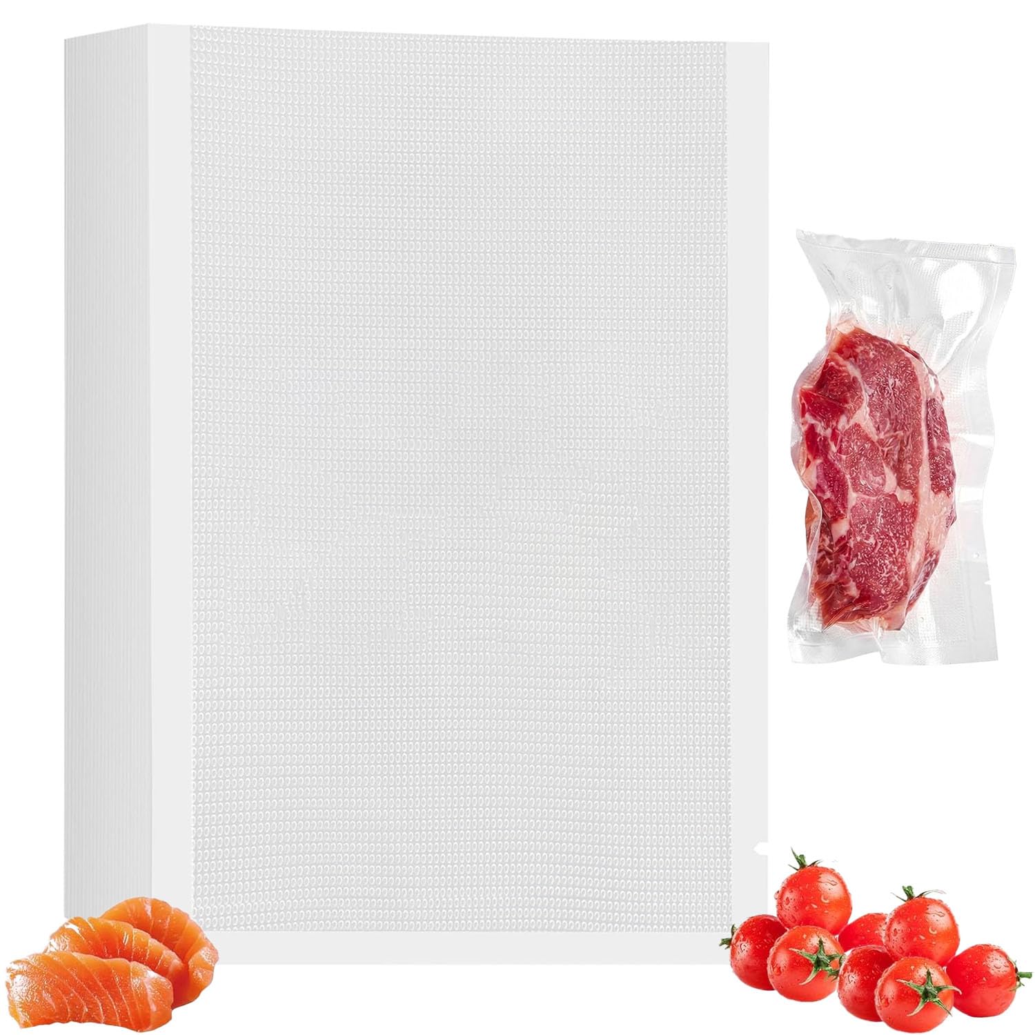 Imagen del producto: Zensukye Bolsas de Vacío Gofradas para Alimentos, 20 x 15 cm (150 piezas), para envasado y cocción
