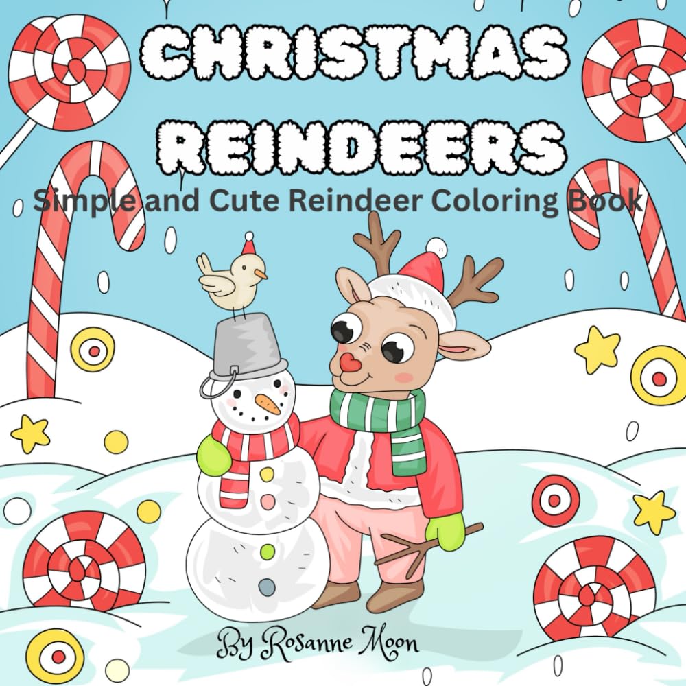 Christmas Reindeers: Simple and Cute Reindeer Coloring Book