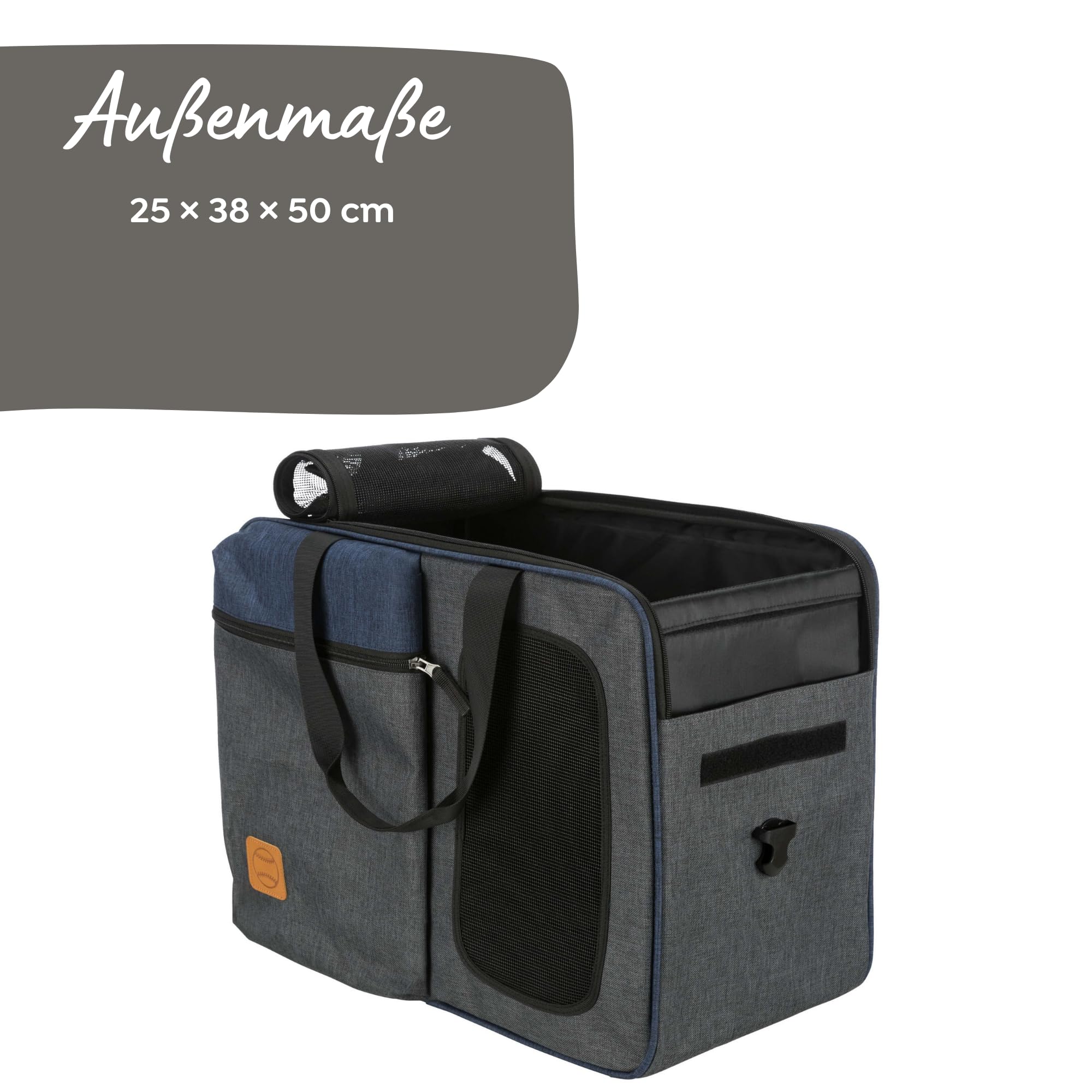 TRIXIE Rucksack & Tasche Tara 2 in 1 - grau/blau 25 × 38 × 50 cm