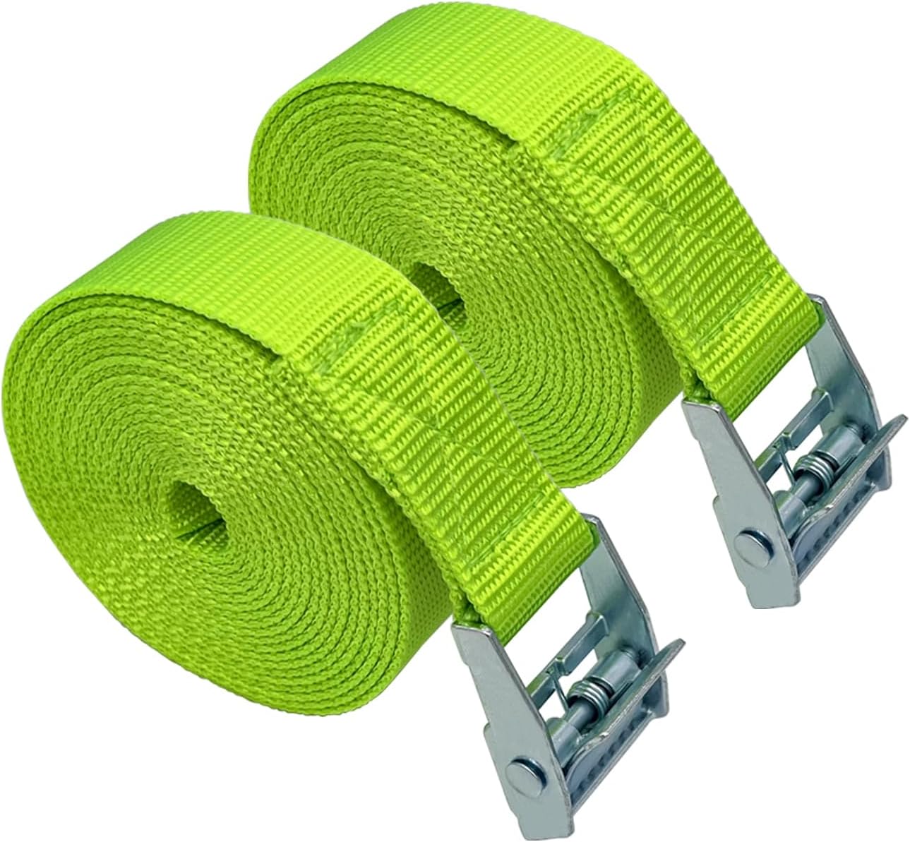 VOLETIEA Correa de amarre de 1 pulgada x 10 pies con hebillas y hebilla de leva ajustable, correa de amarre de carga de hasta 600 libras (verde, 2