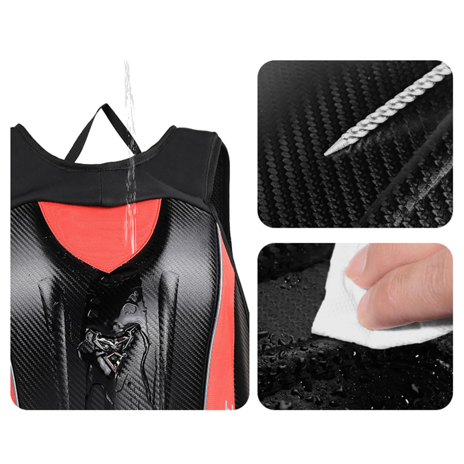 Mochila para motocicleta, impermeable, de fibra de carbono, con carcasa rígida, reflectante, maleta de viaje
