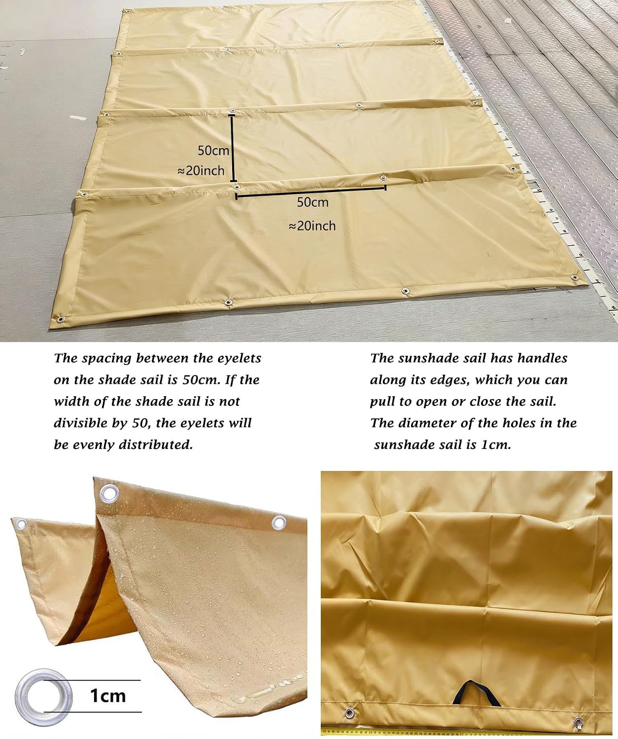 Retractable Wave Awning Cover Waterproof 4x12 FT with Grommets Retractable Shade Sail Replacement Pergola Awning for Outdoor Gardens Patios Decks and Gazebos Sand