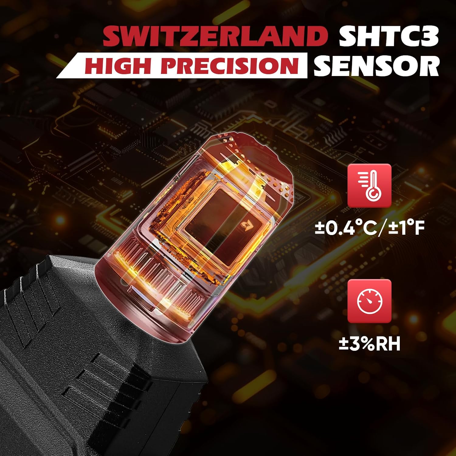 Industry Temperature Humidity Meter High Precision and High Rate Hygrometer with Ambient, Relative Humidity, Dew Point, Wet Bulb Thermometer, Min/Max Hold ±1°F and ±3% RH, 8000 Data Records