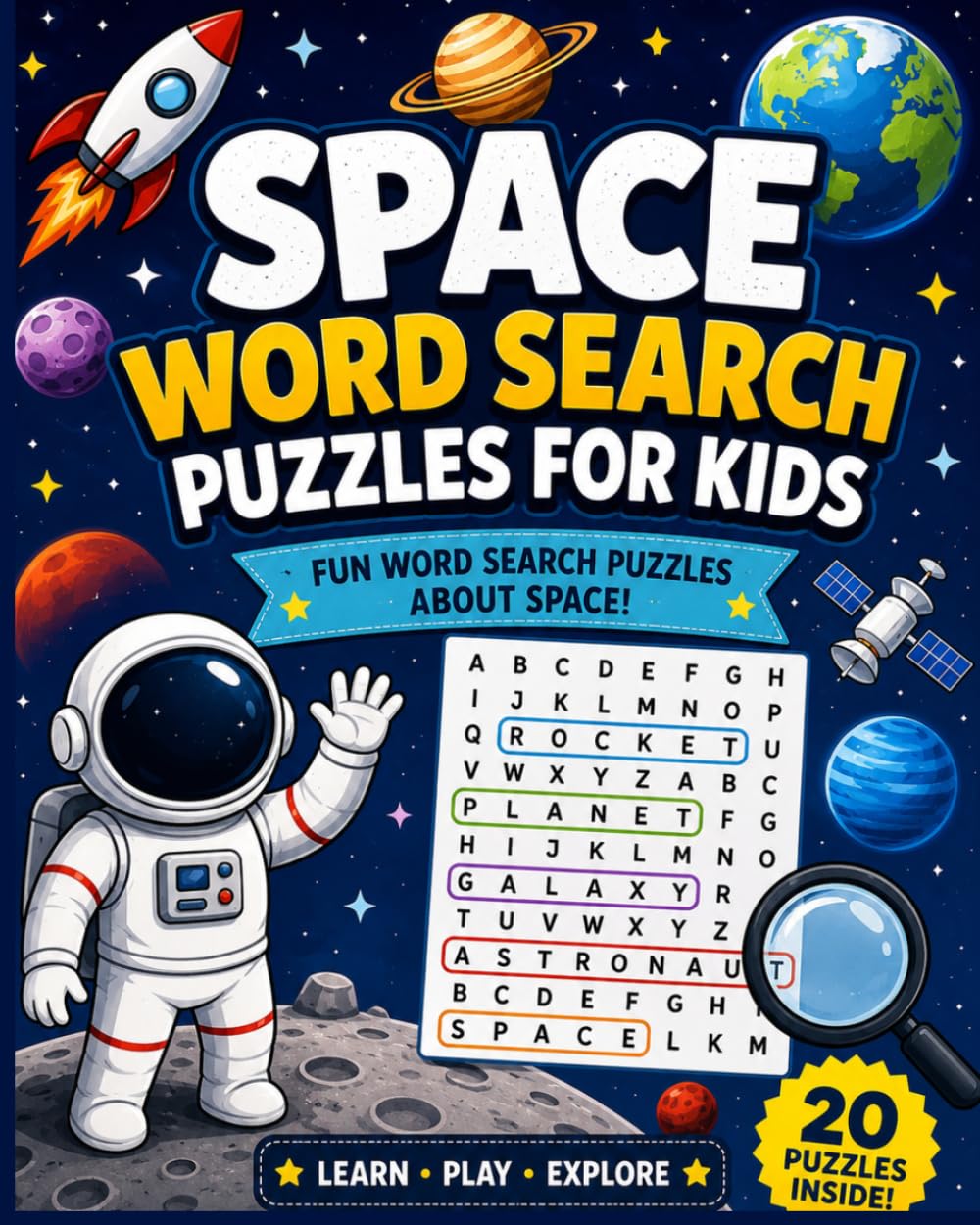 Space Word Search Puzzles for Kids
