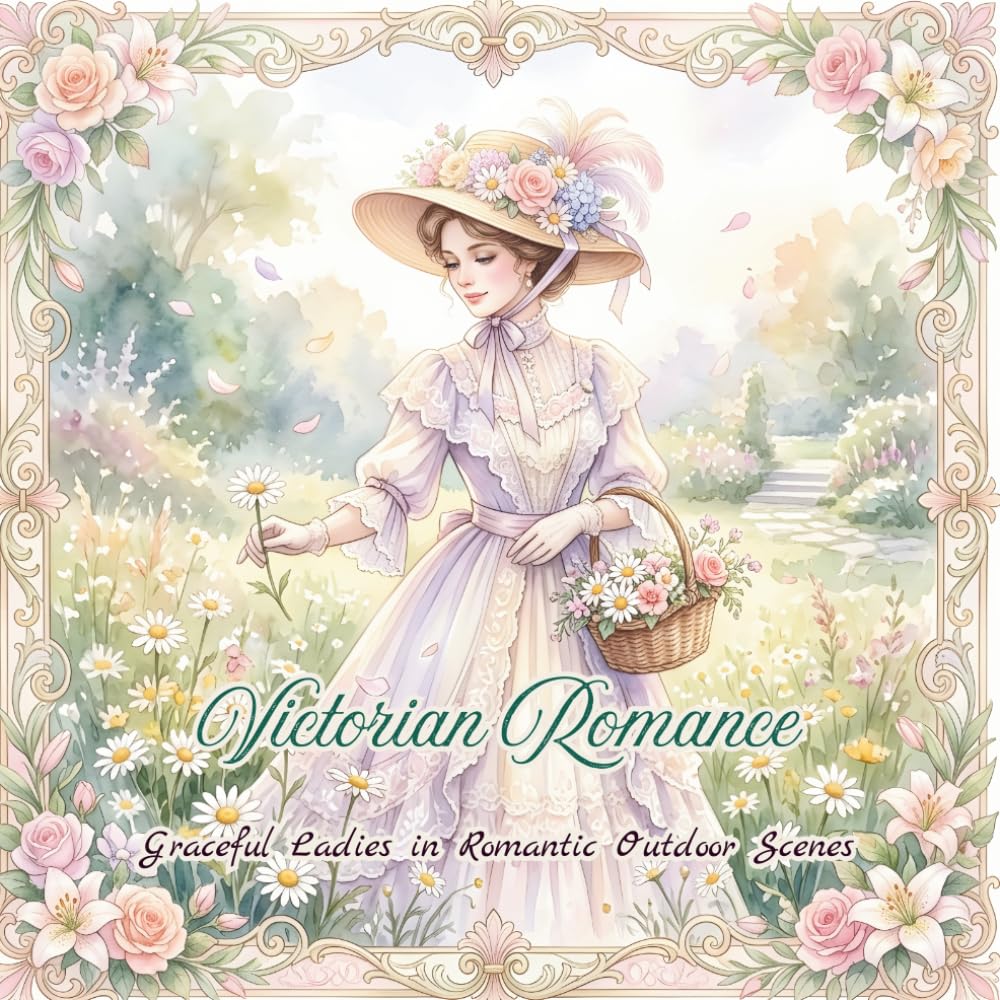 Victorian Romance: Graceful Ladies in Romantic Outdoor Scenes (Victorian Ladies Collection: Elegant Adult Coloring Books: 60 Intricate Illustrations of Victorian Era Women in Fashion, Arts, T)