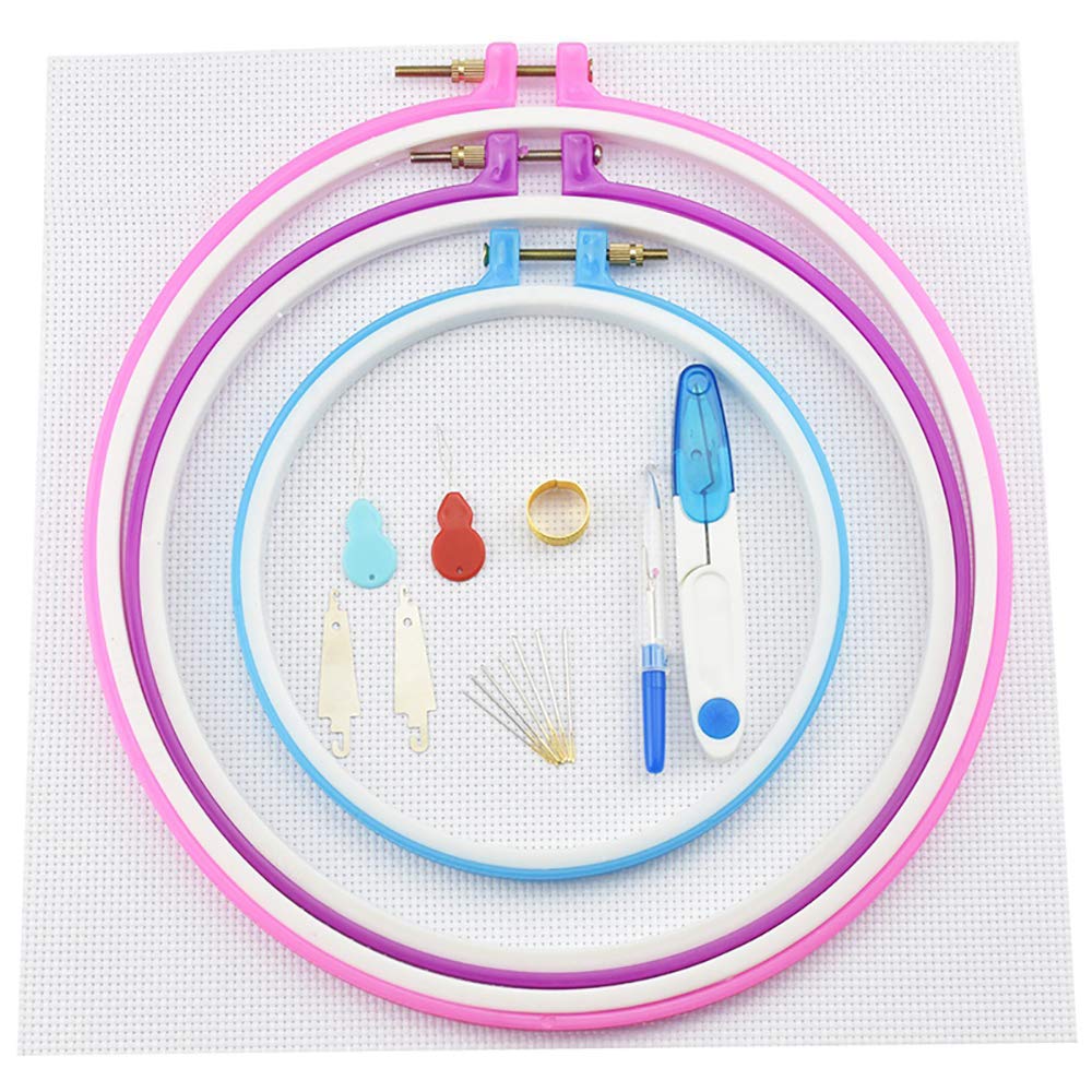 Wijavija Set Di 5 Telai Per Ricamo A Punto Croce In Plastica – Misure: 24, 20, 16, 12.5 E 10 Cm – Ideali Per Cucito, Decorazioni E Fai Da Te - 6