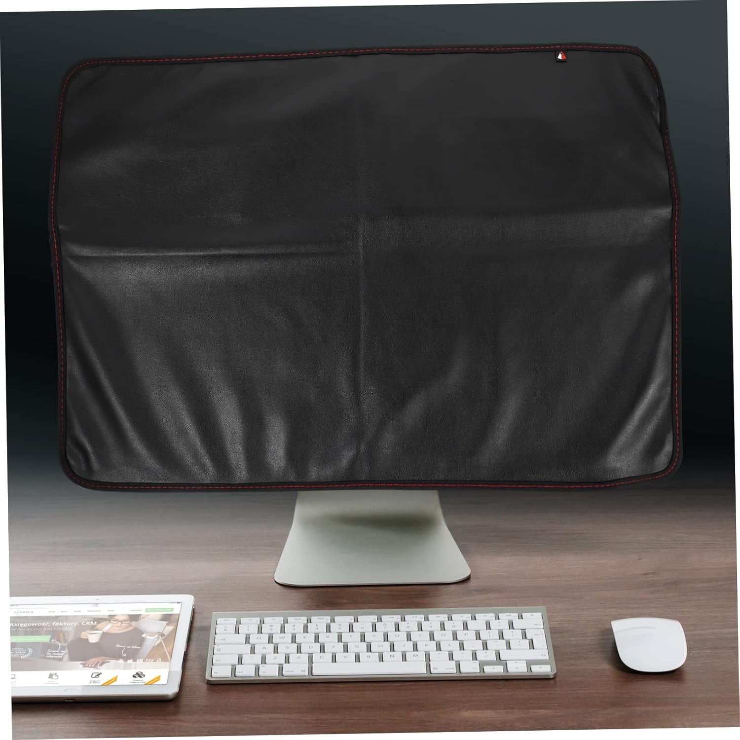 27'' Monitor Dust Cover Oxford Cloth Protective Cover for Desktop Computer Screen Accessories for Home Office (black)