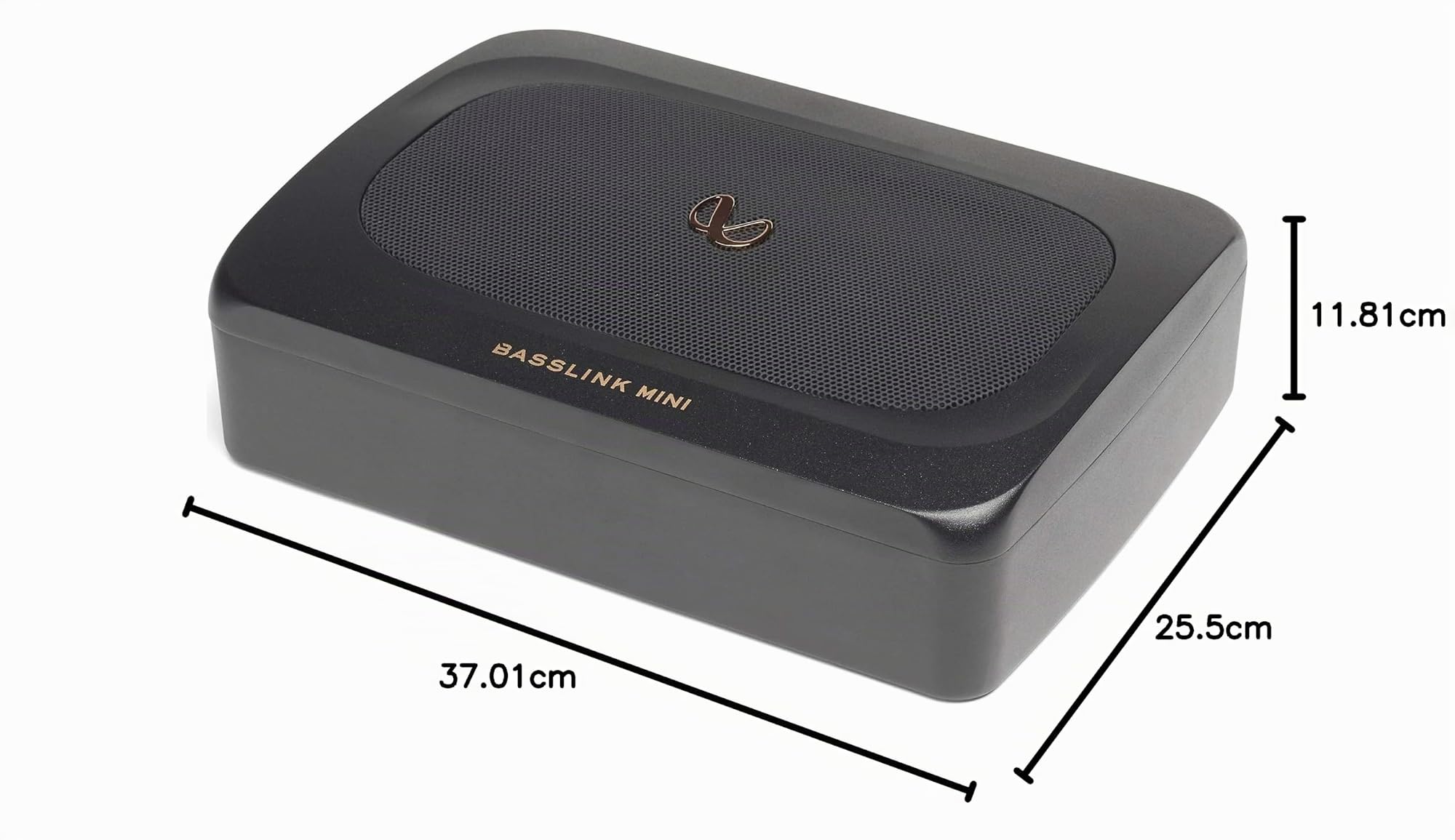 Infinity BassLink MINI 152x203mm 6x8 Zoll Aktiver Underseat Subwoofer mit 100W RMS und 200W Max, Aluminiumgehäuse, 30Hz–150Hz Frequenzgang, Bass-Remote, 12dB Crossover, kompakt für Auto Einbau