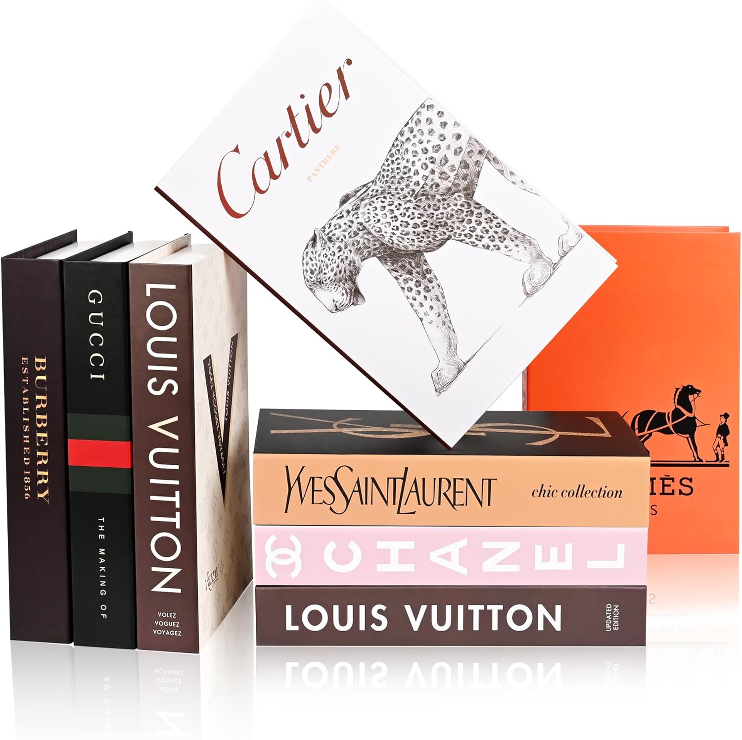 8 Pcs Decorative Faux Books for Home Decor – Modern Fake Books for Coffee Table, Bookshelf & Bedroom, Stacked Book Set for Aesthetic Decor