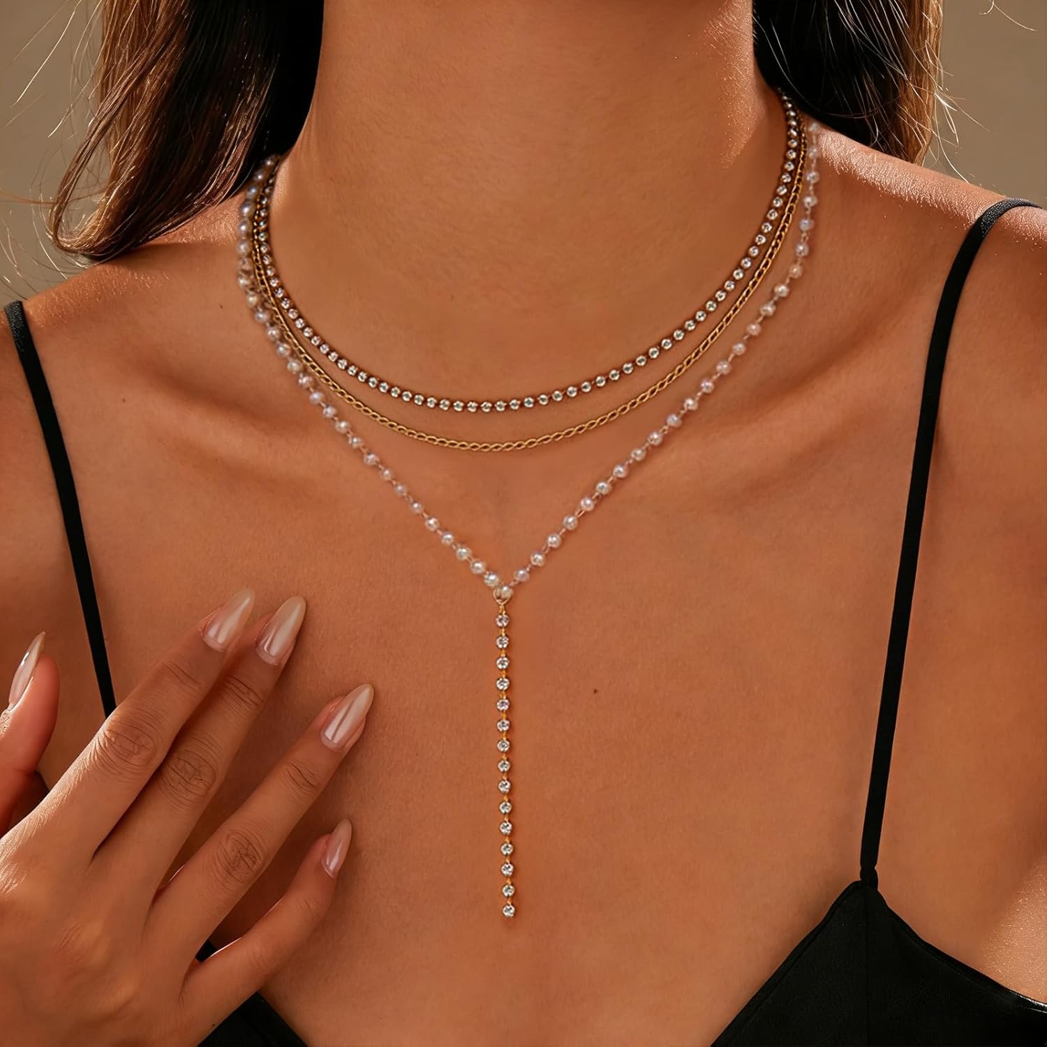 Necklace for Women, Dainty Long 14K Gold Y-Shaped Necklace Jewelry Trendy Beaded Layered Chain Drop Necklaces Jewelry Women Gifts - Image 6