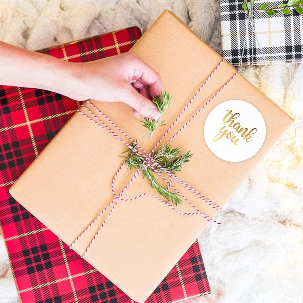 Thank You Label Sticker 1.5" Round, 500 Labels per Roll, Thank You Sticker for Birthday, Wedding, Gift, Bridal Shower Gold (White/Gold) - Image 6