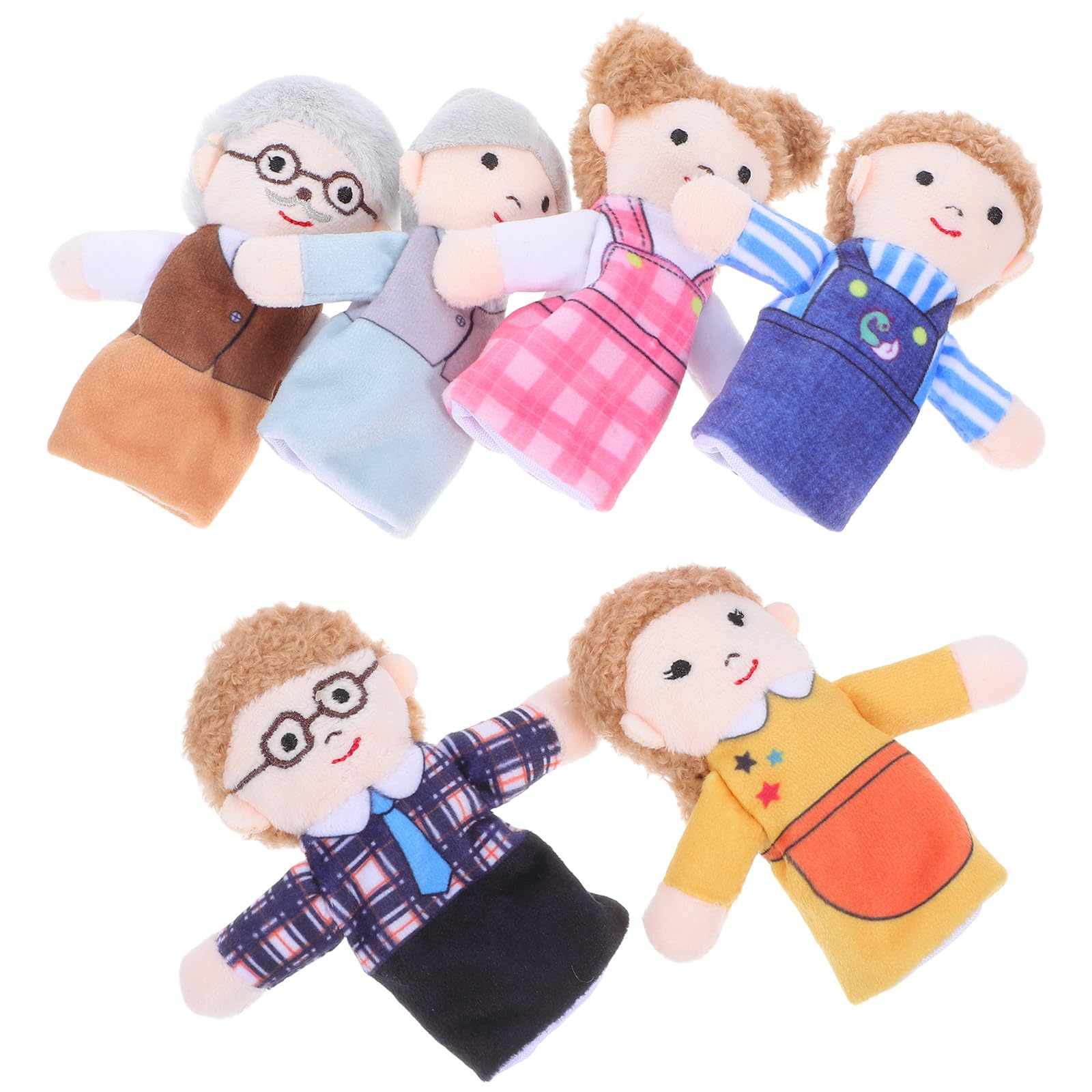 6 pièces Set de Marionnettes Doigts Peluche Famille pour Garçon Fille Jouets Éducatifs Interaction Parents Garçon Fille Jeu de Rôle et Conte