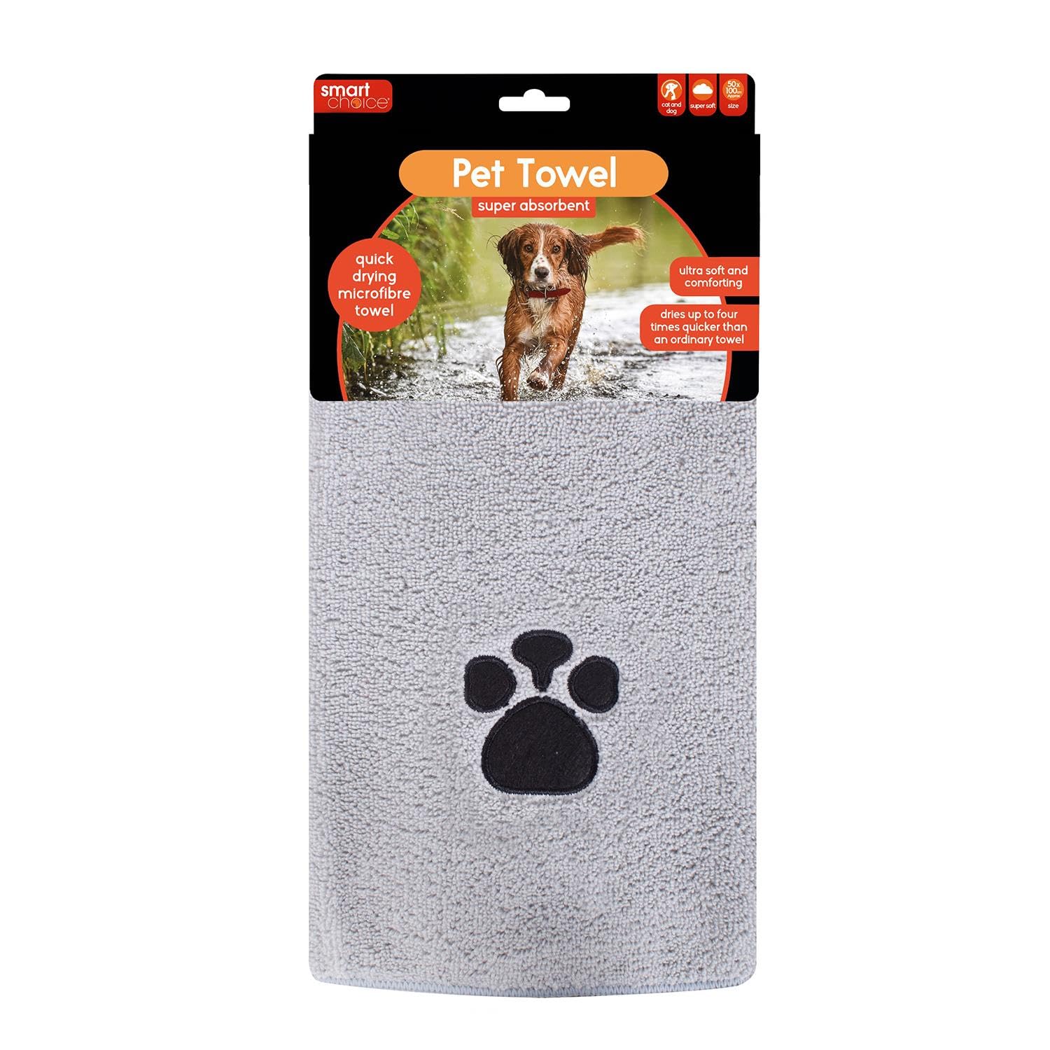YöL Grey Microfibre Quick Drying Pet Towel Cleaning Cloth Dog Cat Puppy Soft Absorbent Bath Grooming 100cm x 50cm