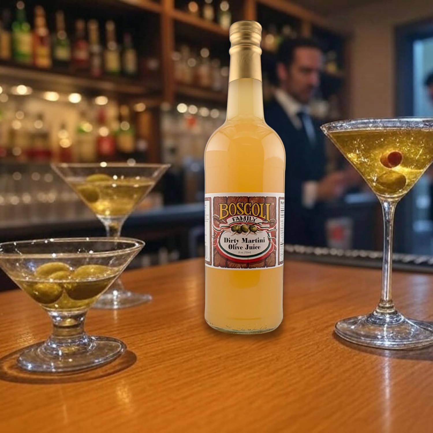 Boscoli Dirty Martini Olive Juice - 25 oz Bottle, Pack of 3, All Natural, Gluten-Free - Premium Cocktail Mixer for Martinis & Bloody Marys