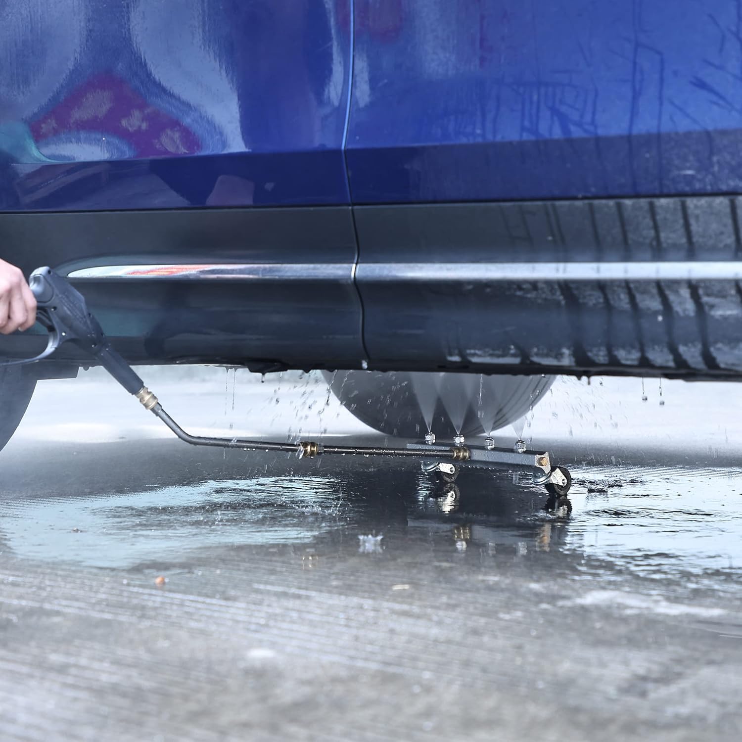 FENG PAI 13" Pressure Washer Undercarriage Cleaner - 4000 PSI Car Wash Water Broom with 2 Pieces Extension Wand, Surface Cleaner for Power Pressure Washer Attachment