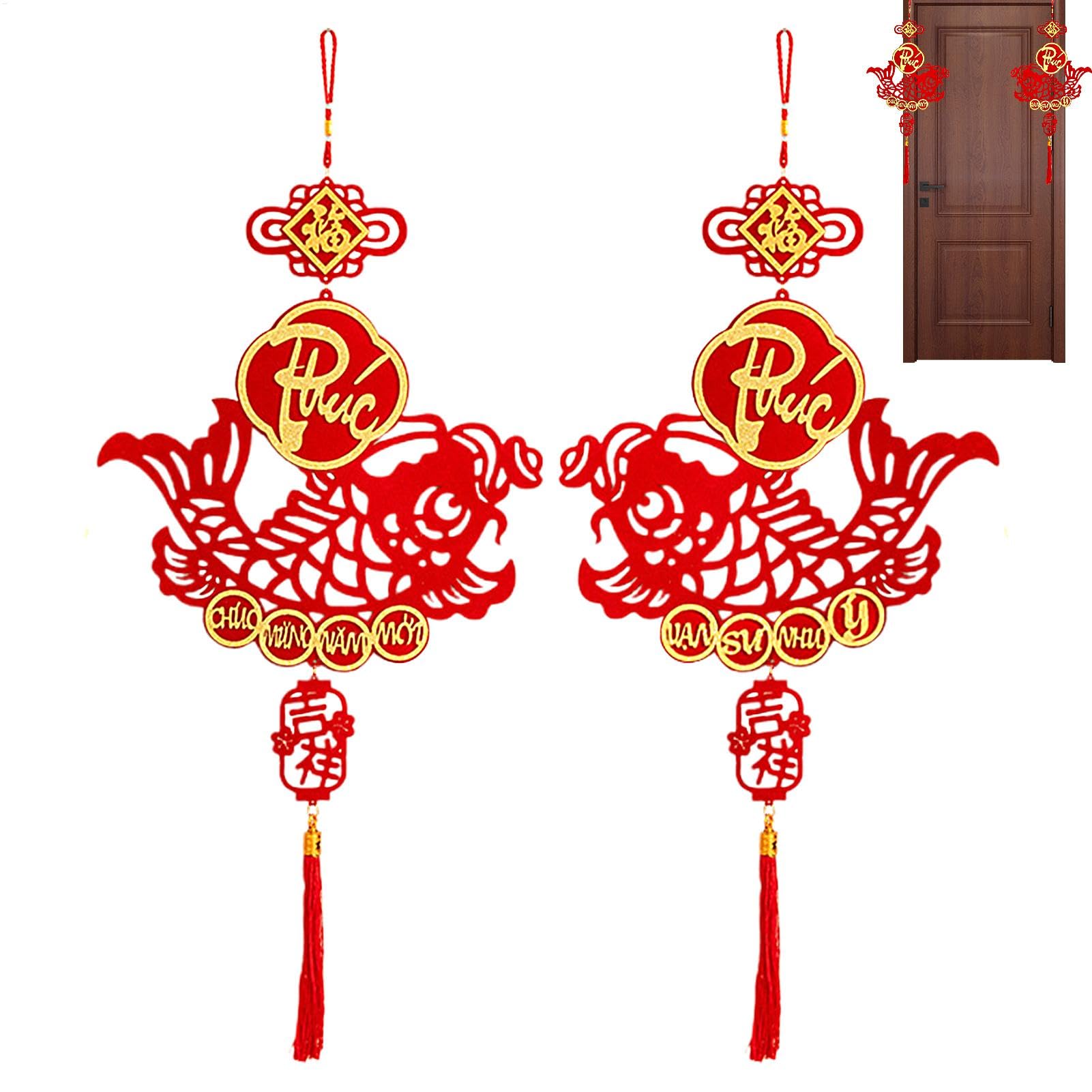 Ornements du Nouvel An Serpent : pendentif Fu traditionnel pour décoration de porte de maison