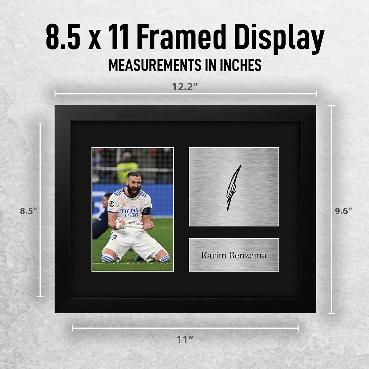HWC Trading Karim Benzema Real Madrid Framed Gifts Printed Signed Autograph Picture for Football Fans and Supporters - US Letter Size