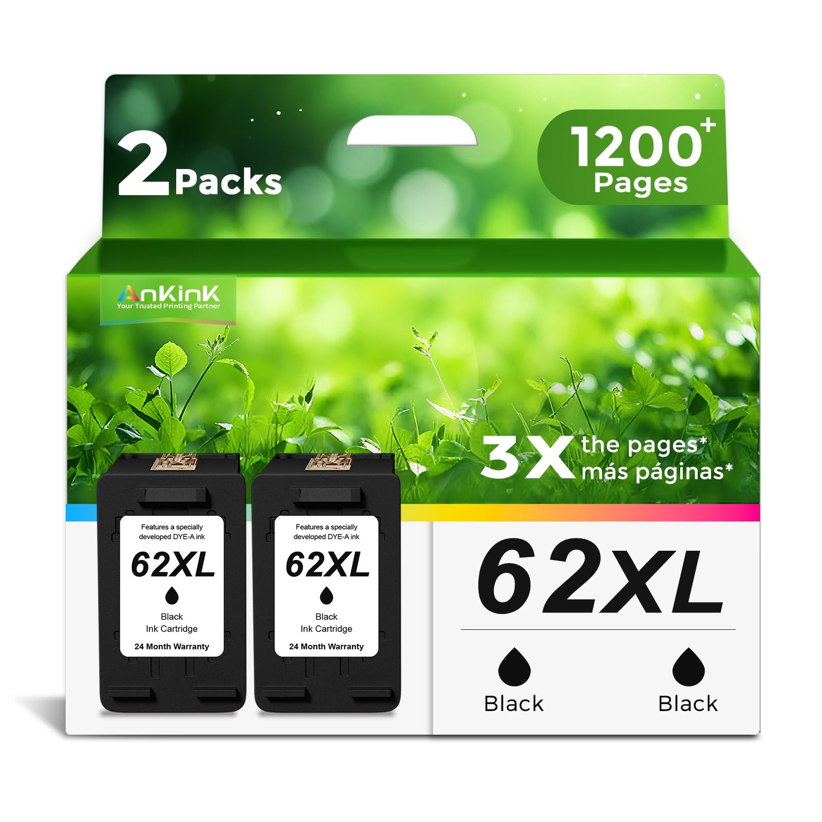 Compatible 62 Ink Cartridges Replacement for HP Ink 62 62XL HP62 Black Cartridge for 5540 5542 5545 5640 5642 5660 5664 5665 7640 7645 8000 8005 200