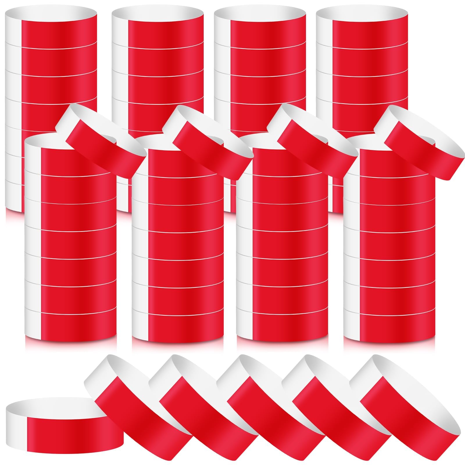 240 Pcs Colored Wristbands for Events Wrist Bands Paper Bracelets Wristbands Waterproof Arm Bands for Events Custom Adhesive Wristbands for Party(Red)