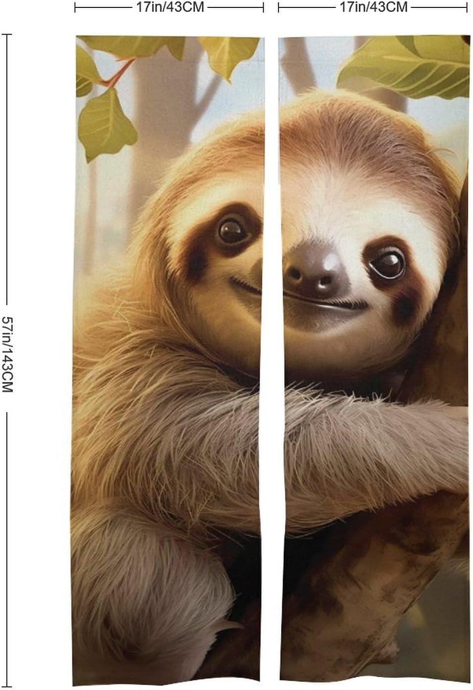 Sloth Animal Door Curtain Blackout Door Cover Curtains Door Screen for Home Accessories
