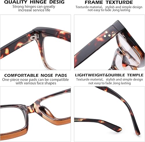 Miniatura 6 de Hycredi Gafas cuadradas clásicas sin receta para mujeres y hombres lentes de marco cuadrado grueso leopardo