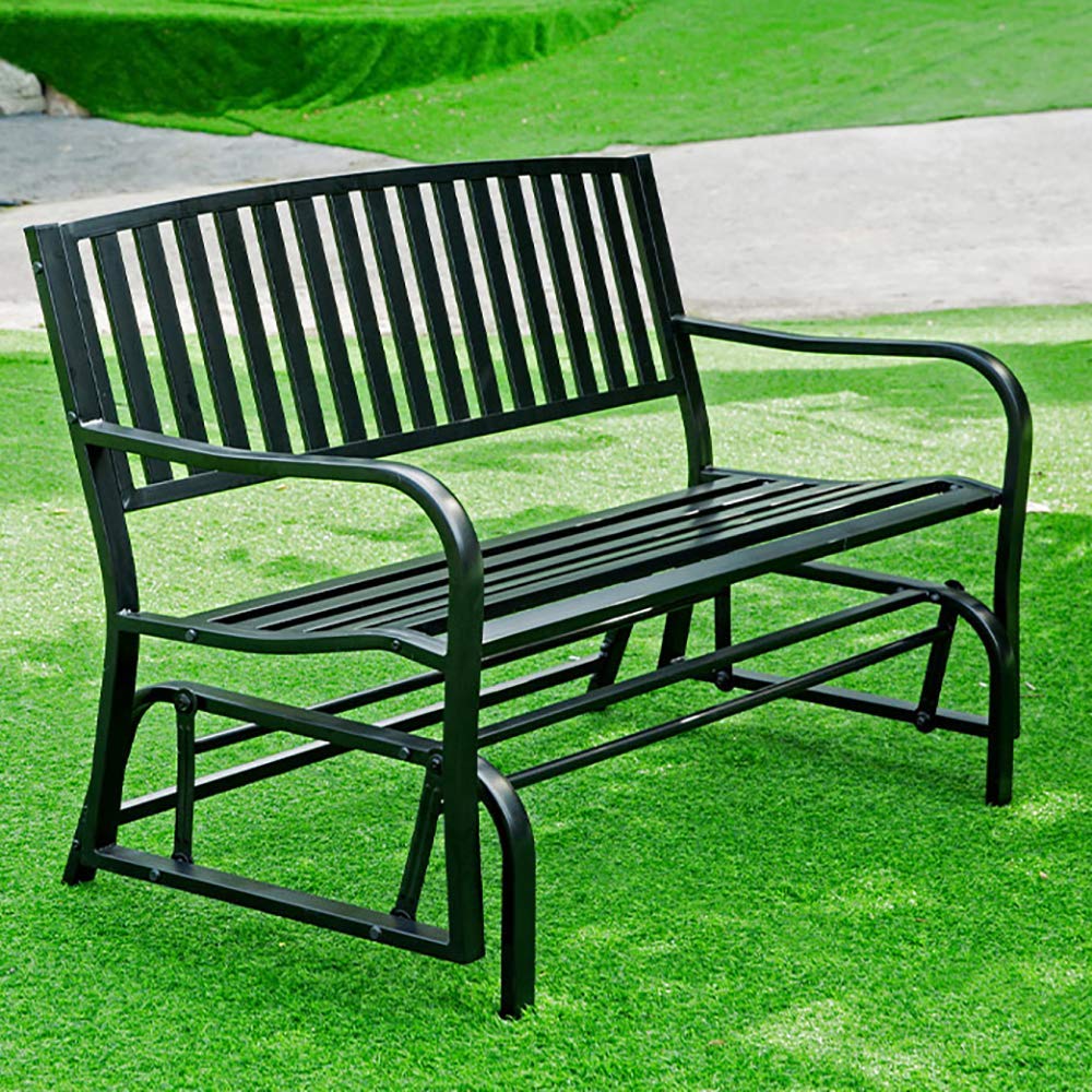 JOZZY Panchina da Giardino,Sedia a Dondolo Doppia in Metallo per Esterni, Panca per Il Tempo Libero per Balcone Esterno, Sedile a Dondolo per Altalena da Giardino con Schienale e Braccioli, per Gi